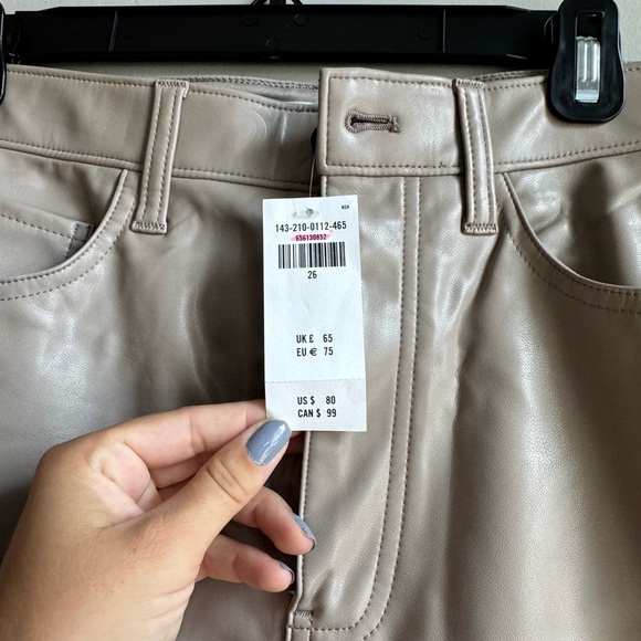 NWT Abercrombie Faux Leather Midi Pencil Skirt Tan | Chic Minimalist Size 26 - Picture 2 of 4
